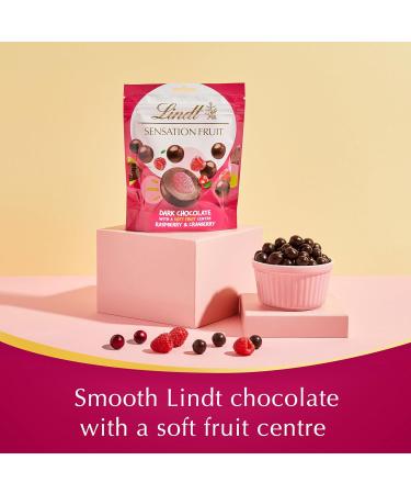Lindt FRUIT SENSATION Chocolat noir sensation framboise et canneberge pochette 150 g - Buy Online on GoSupps.com