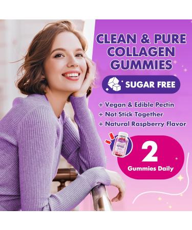 2 Pack Collagen Gummies for Women & Men Sugar-Free Hydrolyzed Collagen Peptides with Antioxidant Blend & Digestive Enzymes Multi Collagen(Type I II III V X) for Skin Hair Nails Raspberry 120 Count - Buy Online on GoSupps.com
