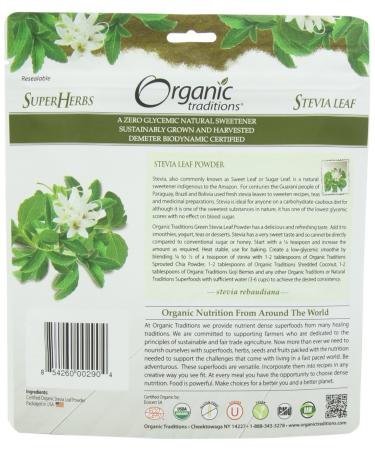 Organic Traditions Stevia Leaf Powder 3.5 oz | Natural Sweetener | Healthy Alternative - Buy Online on GoSupps.com