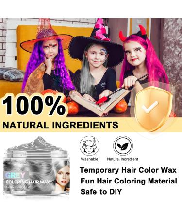 Grey Hair Colour Wax - Temporary Hair Dye - Coloured Hair Spray Wash Out - Grey Hair Colour Spray - Easy Washable - Grey Hair Colour Wax for Party Cosplay DIY Halloween - 120g - Buy Online on GoSupps.com