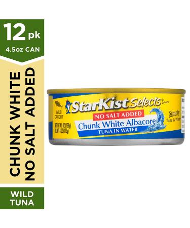 StarKist Selects No Salt Added Chunk White Albacore Tuna in Water - 4.5 oz Can (Pack of 12) - Buy Online on GoSupps.com