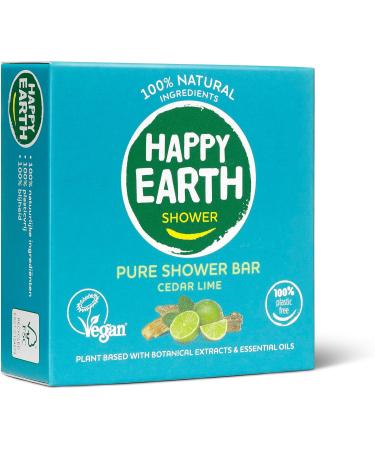  HAPPY EARTH Happy Earth Shower Soap - For Men & Women - Shower Soap Block - 100% Natural Ingredients & Vegan - Cedar Lime - 90g - Buy Online on GoSupps.com