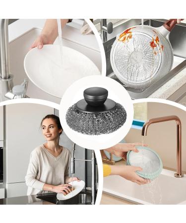 Stainless Steel Scrubber - Stainless Steel Scrubber Dish Brush Portable Metal Scrubber Pot Scrubbers for Iron Pots Barbecue Grills Black - Buy Online on GoSupps.com