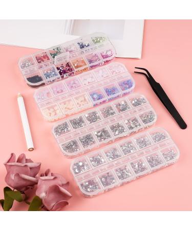 6800 Colorful Rhinestones & Pearl Nail Art Kit - Flatback Gems with Tweezers & Pen for DIY Nail Designs - Buy Online on GoSupps.com