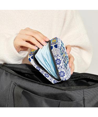 Purple Talavera Geometric Flower Pattern Sanitary Napkin Storage Bag - Portable Period Pouch for Women & Teens - Multi-colored - Buy Online on GoSupps.com