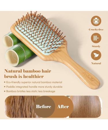 Eco-Friendly Bamboo Paddle Hairbrush for All Hair Types - Green - Buy Online on GoSupps.com