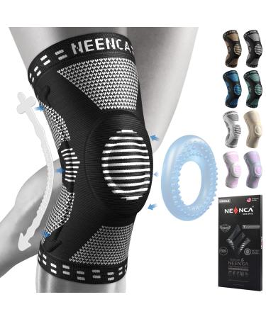 NEENCA Professional Knee Brace Knee Compression Sleeve Support for Men Women with Patella Gel Pads & Side Stabilizers Medical Grade Knee Pads for Running Meniscus Tear ACL Arthritis Joint Pain Relief 3XL Black