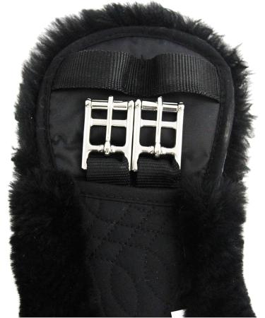 Merauno Lamb Wool Moon Belt Saddle Belt - Short Dressage Belt | Anatomical Design for Slip Resistance | Available in Nature Black Brown Anthracite - 75cm Black - Buy Online on GoSupps.com