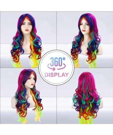 Buy Women's Rainbow Multi-Color Bunt Long Hair Wig | Carnival Halloween Cosplay | My Little Pony Style | Discoball Stil 3 - International Shipping - Buy Online on GoSupps.com