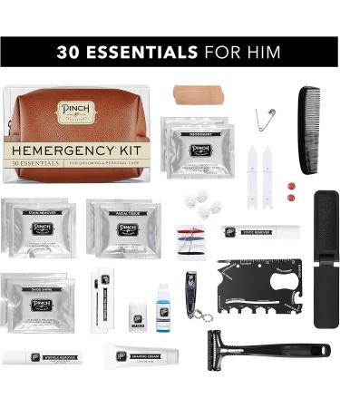 Pinch Provisions Hemergency Kit for Men | 30 Grooming Essentials & Travel Accessories | Ideal Gift for Grooms & Best Men - Cognac - Buy Online on GoSupps.com