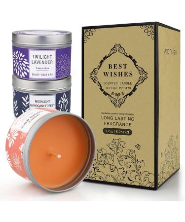 Scented Soy Candles Set - 100H Long Lasting Aromatherapy | Lavender, Orange Blossom, Mahogany Scents - Women's Gift - 3 Pack 6.2 Oz Jar Candles - Buy Online on GoSupps.com