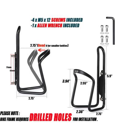 USHAKE Bike Water Bottle Cages - 2 Pack Lightweight Alloy Holder Brackets for MTB Bicycle, Black - Buy Online on GoSupps.com