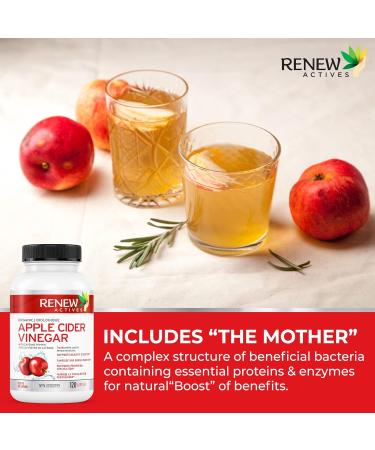 Renew Actives Apple Cider Vinegar Capsules 500mg with Organic Cayenne Pepper 10mg Natural ACV Supplement for Weight Management Digestion & Skin Health Unfiltered & Vegan-Friendly 60 Capsules (2pk) 2 Packs - Buy Online on GoSupps.com