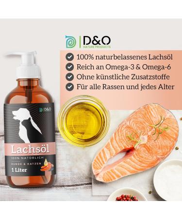 Premium 1L Salmon Oil for Dogs & Cats - Omega 3 & 6 Natural Norwegian Fish Oil for Coat Care | Practical Pump Dispenser - Buy Online on GoSupps.com