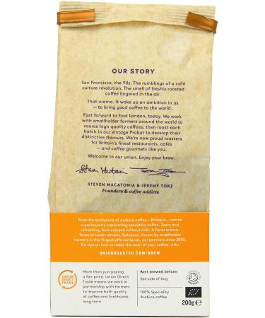 Union Hand Roasted Organic Yirgacheffe Ethiopia Coffee 200g - Buy Online on GoSupps.com