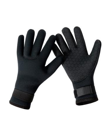 YDQUANI 3mm Wetsuit Gloves Neoprene Diving Gloves Thermal Anti-Slip Scuba Gloves for Men Women Snorkeling Water Skiing Swimming Surfing Fishing Medium black