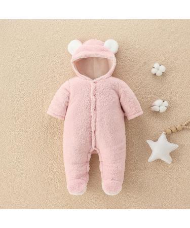 Puseky Newborn Baby Cartoon Bear Snowsuit - Hooded Fleece Romper Jumpsuit for 0-3 Months - Buy Online on GoSupps.com