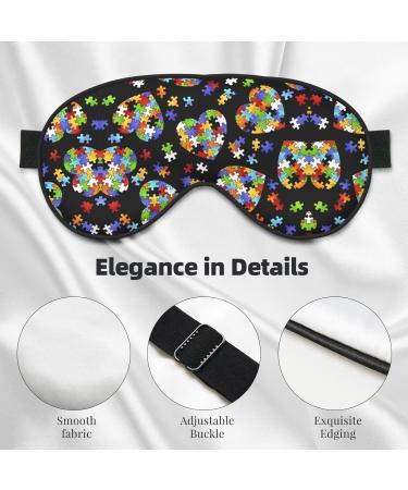 Autism Awareness Heart Eye Mask | Soft Adjustable Puzzle Pieces Sleeping Mask for Men & Women - Comfortable Nighttime Use - Buy Online on GoSupps.com