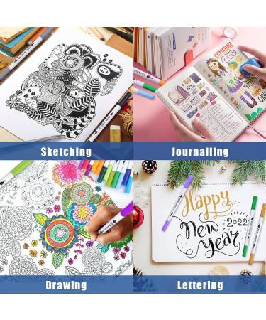 100 Colors Duo Tip Brush Markers Pens - Watercolor Art Markers for Coloring Books - Christmas Gifts for Kids & Adults - Buy Online on GoSupps.com