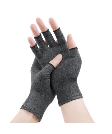 ACWOO Arthritis Gloves Compression Gloves for Arthritis Pain Relief Breathable Comfortable Anti-Arthritis Gloves for Women & Men Fingerless Design Provide Support and Warmth to Promote Healing (L) Grey L