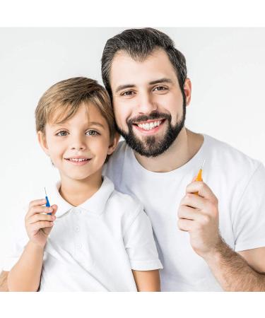 100 Pcs Interdental Brush Toothpicks - Dental Floss Heads for Mouth Hygiene | Orange & Blue Cleaning Tool - Buy Online on GoSupps.com