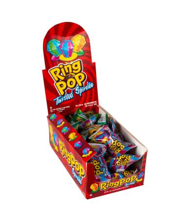 Twisted Ring Pops Candy - Assorted Fruit Flavour - Display of Individually Wrapped Bulk Lollipops - Fun Candy for Birthdays and Parties 24 Pack