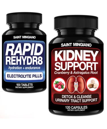 Saint Mingiano Kidney Support Cleanse Detox & Repair - with - Rapid Rehydr8 Electrolyte Tablets
