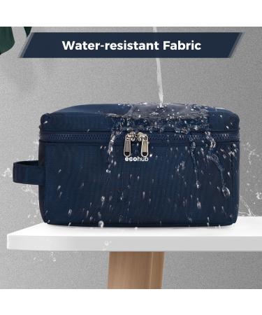 Ecohub Water-Resistant Travel Toiletry Bag for Men and Women - Wet/Dry Separation, Recycled PET, Zipper Pouch (Dark Blue) - Buy Online on GoSupps.com