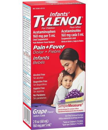 Infants' Tylenol Oral Suspension Liquid Medicine - Grape Flavor, 2 fl. oz - Buy Online on GoSupps.com