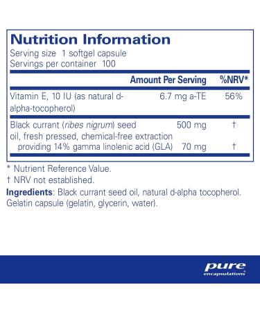 Pure Encapsulations Black Currant Seed Oil 500mg - 100 Softgel Capsules - Buy Online on GoSupps.com