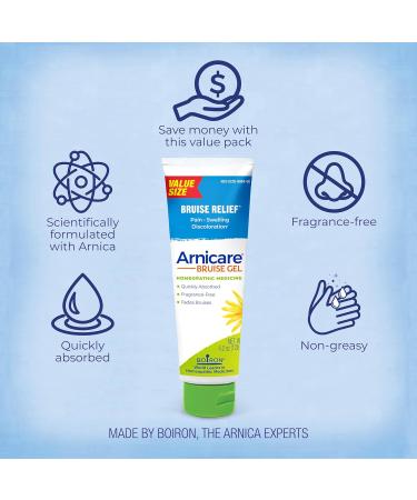 Boiron Arnicare Bruise Gel for Pain Inflammation or Swelling Soreness and Discoloration - Non-greasy and Fragrance-Free - 4.2 oz - Buy Online on GoSupps.com