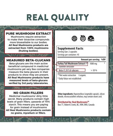 Organic Turkey Tail Immune Support Mushroom Supplement - 90 Capsules for Wellness and Vitality - Non-GMO Pills - Buy Online on GoSupps.com