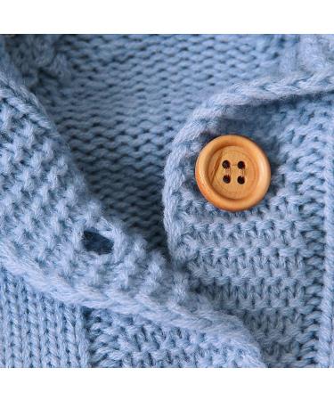Haokaini Newborn Baby Ear Hooded Knitted Winter Romper Snowsuit | 3-6 Months | Blue - Buy Online on GoSupps.com