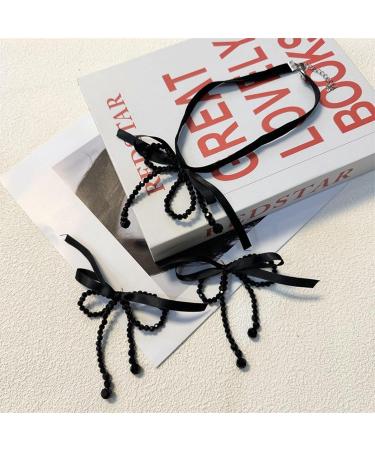 Southjieling Gothic Band with Fly Necklace & Earrings Set | Crystal Pearls Choker & Fashionable Loop Earrings for Women - Black - Buy Online on GoSupps.com