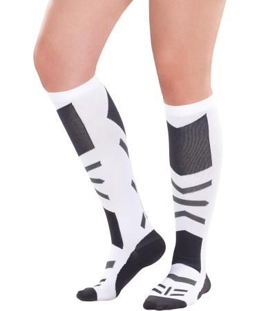 COMPREX Compression Stockings | Ultimate Ski Travel & Pregnancy Socks | Breathable Compression Socks (White/Gray Size 35-38) - Buy Online on GoSupps.com