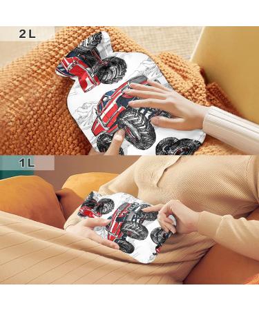 Hot Water Bottle with Cover - 2L Truck & Car Heating Pad for Neck & Shoulder Pain Relief - Buy Online on GoSupps.com