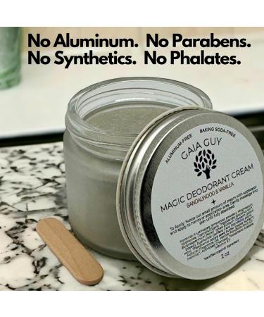 Gaia Guy's Aluminum Free Natural Deodorant | Sandalwood & Vanilla - Eco-Friendly Plastic-Free 2 oz Cream for Women & Men - Buy Online on GoSupps.com