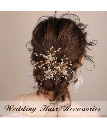 3-Piece Pearl and Rhinestone Bridal Hair Pins Set - Gold Wedding Accessories for Brides and Bridesmaids - Buy Online on GoSupps.com