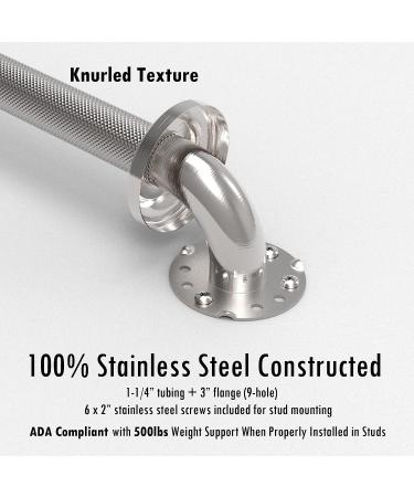 AquaChase 1-1/4 Knurled Grab Bar - ADA Compliant Bath Safety Handrail | Heavy Duty 500lbs Support - 9 Brushed Nickel | Mobility Aid for Seniors & Disabled - Buy Online on GoSupps.com