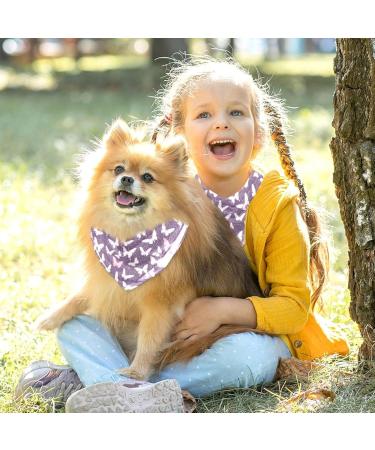Dog Hollow Cloth Bibs - Triangle Design for Small Medium & Large Dogs & Cats - Violet Butterfly Pattern - 2 Piece Multi-Colored Set - Buy Online on GoSupps.com