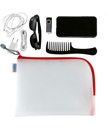 HERMA 20008 City Bag A5 - Transparent Red Zipper Lockable Cosmetic Bag for Makeup Fluids & Toothbrush - 26x20 cm Zip Pocket - Buy Online on GoSupps.com