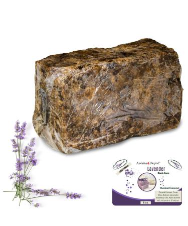 Aroma Depot African Black Soap 8 oz - Lavender Scented Handmade Bar with Shea Butter | 100% Natural Infused Soap for Face & Body Wash - Buy Online on GoSupps.com