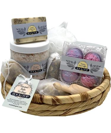 Spa Gift Basket for Women: Anxiety Relief Set with Mineral Bath Soak, Soap, Bomb Truffles, Tea - Lavender, Chamomile, White Sage - Buy Online on GoSupps.com