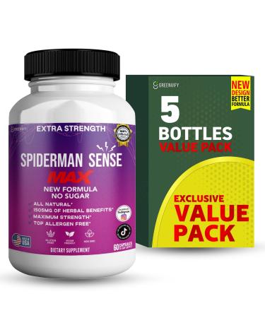 GREENVIFY Spiderman Sense Max Extra Strength Maca Root Complex Sugar-Free 60 Capsules 30 Day Supply (5)