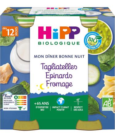 HiPP Organic Good Night Tagliatelle Spinach Cheese Pots 2x250g - Pack of 6 - Buy Online on GoSupps.com