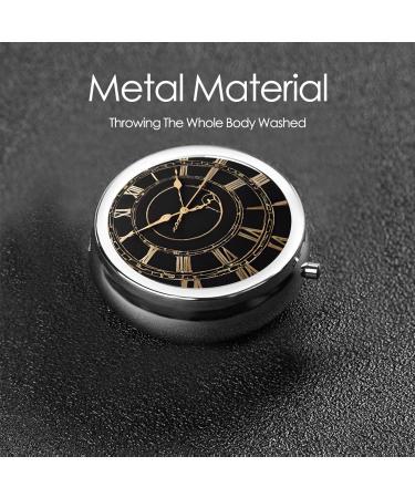 Clock Gear Printed Mini Round Pill Box - 3 Compartment Travel Organizer for Medicine - Portable Pill Case for Pocket Home & Office Use - Buy Online on GoSupps.com