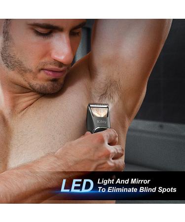 Kibiy Electric Body Trimmer for Men - Groin Hair Groomer with Lighting Mirror | IPX7 Waterproof, USB Rechargeable - Gray - Buy Online on GoSupps.com