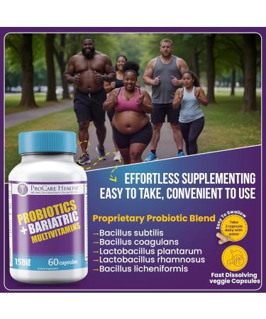 ProCare Health Probiotic Bariatric Multivitamin with Iron 45mg (60 Count) - 15 Billion CFU Bariatric Probiotic Fast Dissolving Veggie Capsules to Support Gut and Immune Health in Bariatric Patients 60 Count (Pack of 1) - Buy Online on GoSupps.com