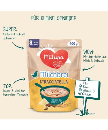 Milupa Milk Porridge Stracciatella for Little Connoisseurs | 400g - Ideal for Babies 8 Months+ | Premium International Shipping - Buy Online on GoSupps.com