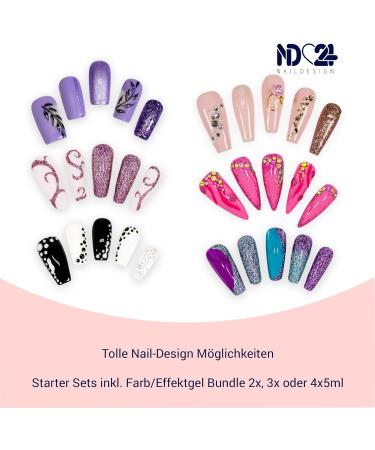 ND24 Naildesign Premium Geln gel Starter Set - Gel Kit with Adhesive Assembly French Sealing Gel LED Lamp Accessories - Made in Germany for Beginners - Buy Online on GoSupps.com